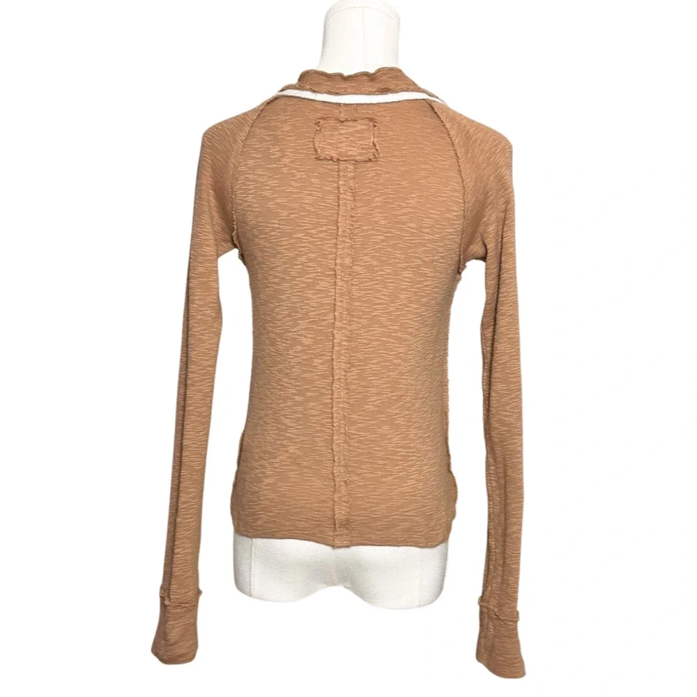 Free People Tan Brown Button-Up Ruffle Trim Cardigan - Picture 5 of 8